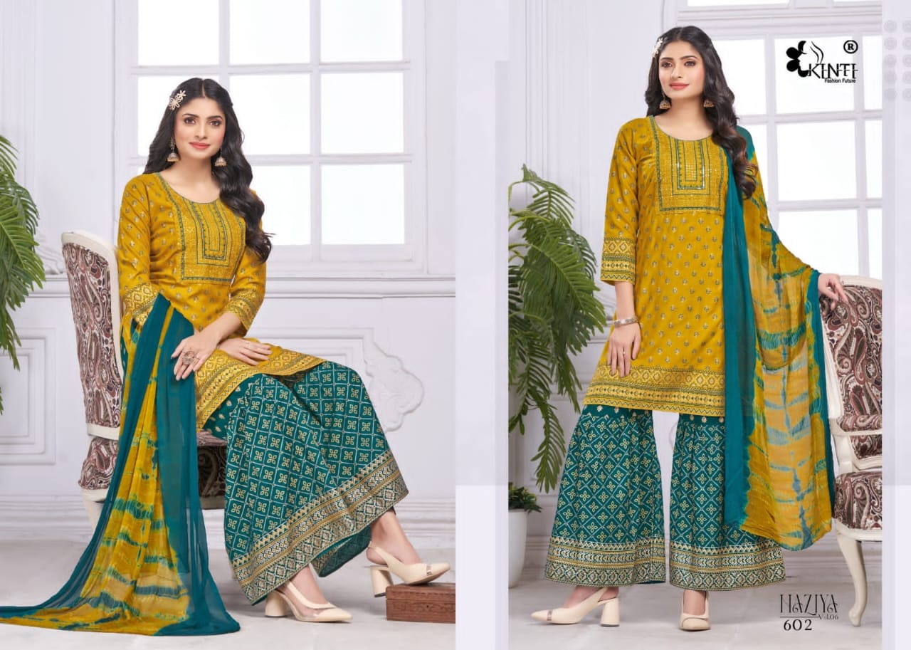 Naziya Vol 6 By Kinti Rayon Printed Sharara Readymade Suits Wholesale Market In Surat
